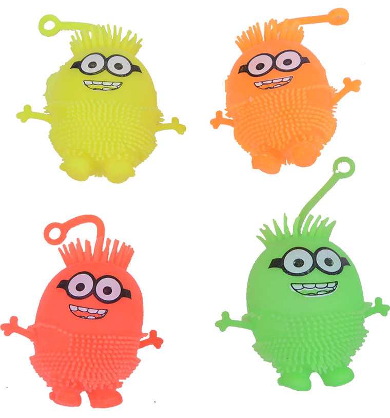 大号卡通发光奶爸小黄人橡胶软发泄毛毛球弹力球摇摇闪光玩具786