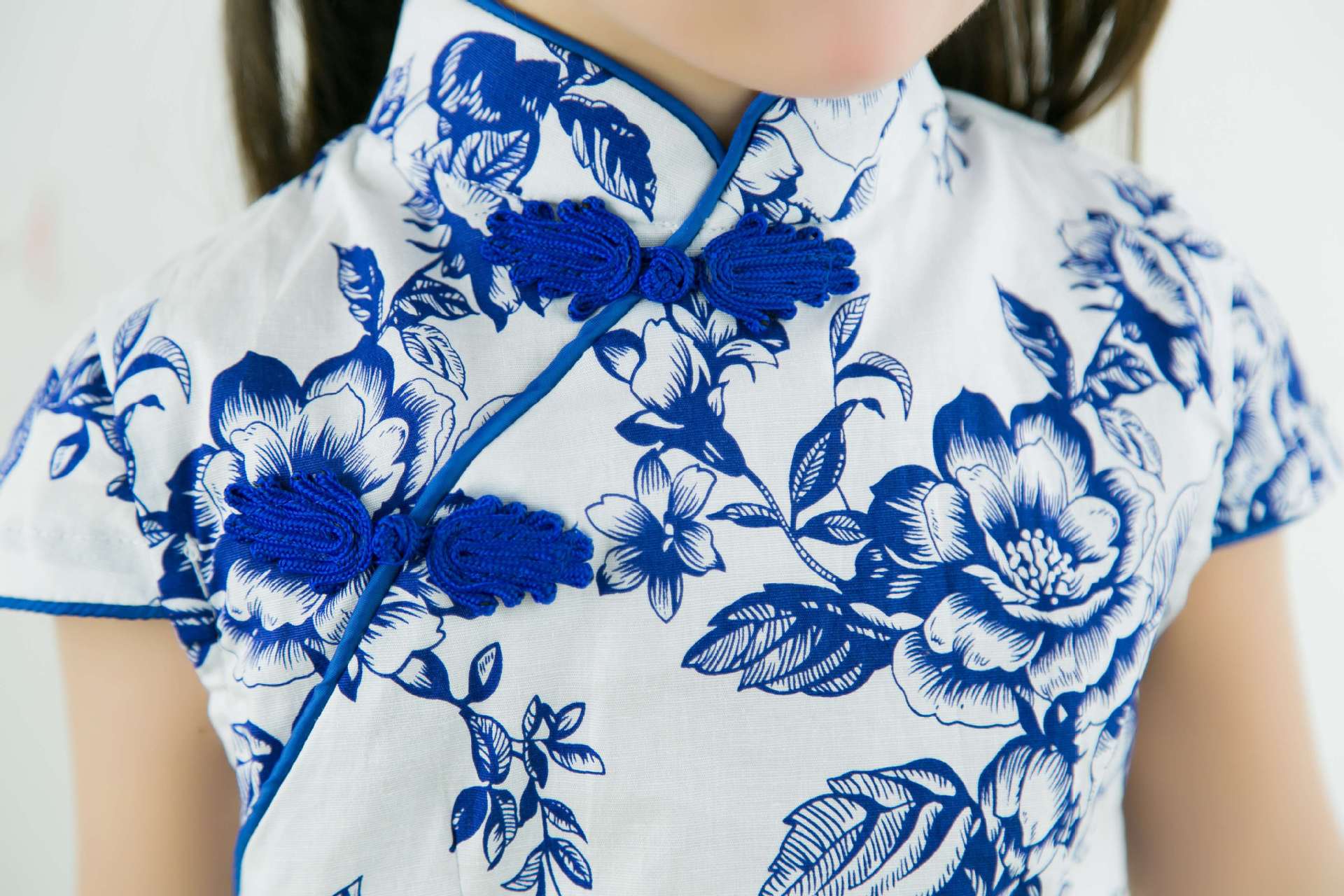 2015春夏装女童花朵旗袍 中小童 青花瓷 裙子 3色入 jd