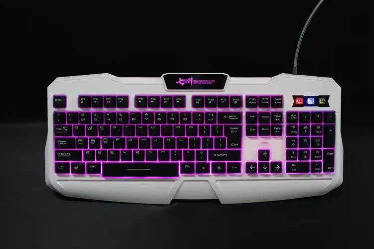 七剑键盘青干剑usb有线三色背光防水游戏键盘19按键无冲网吧批发