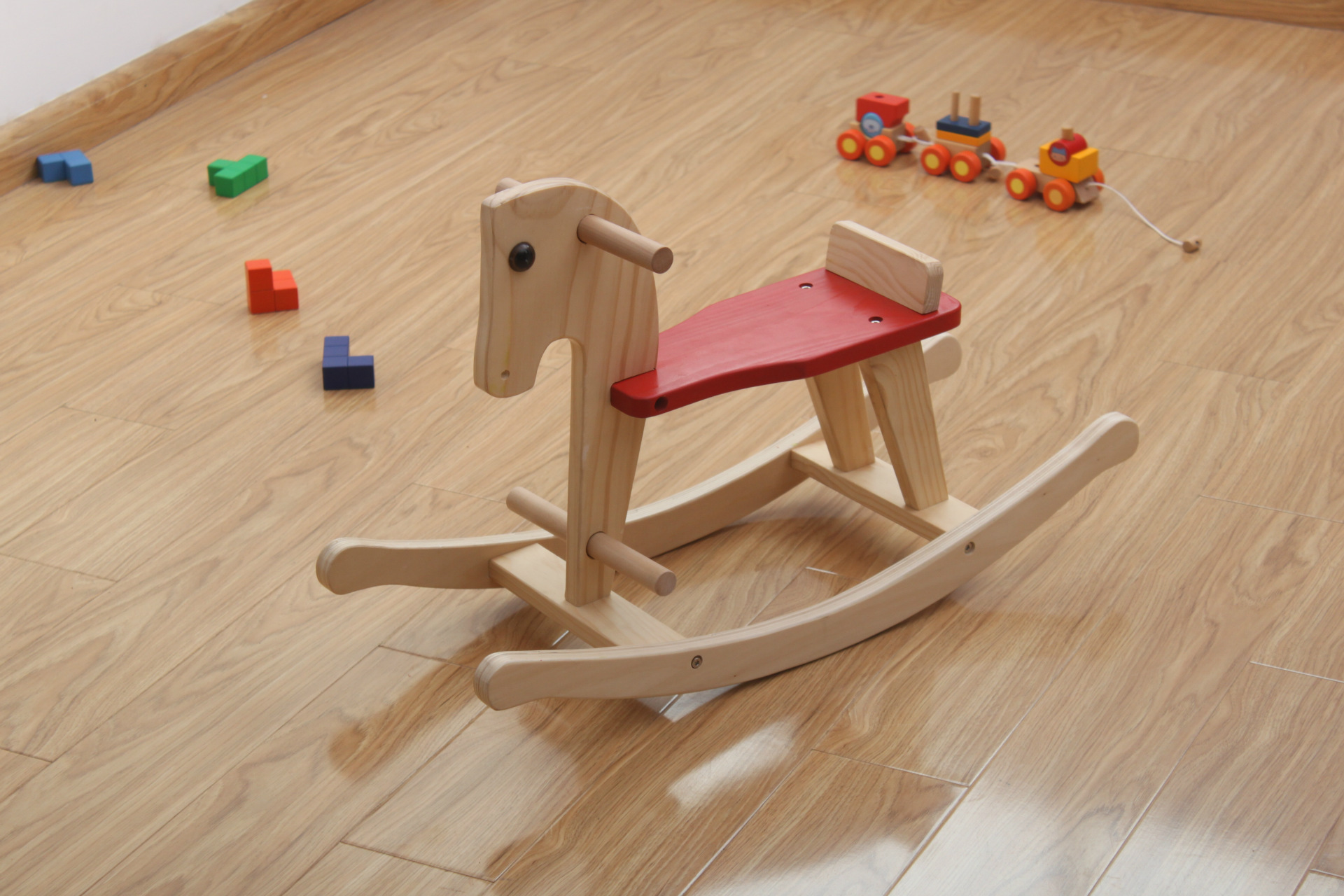 外贸原单 儿童木马 木制玩具马 原色木马 摇摇马 跳跳马