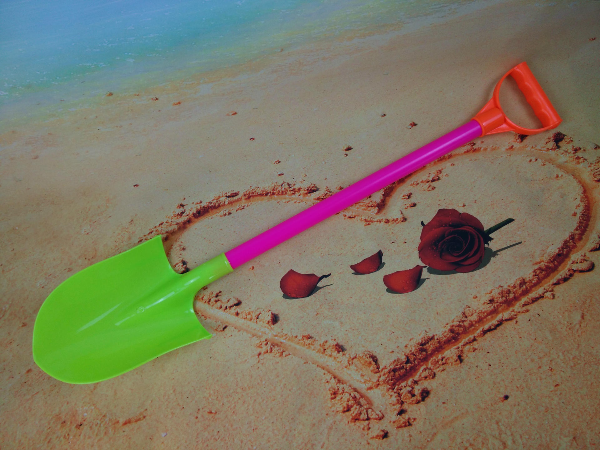 批发沙滩玩具 68公分沙滩铲 塑料沙铲 大号儿童过家家玩具 决明子