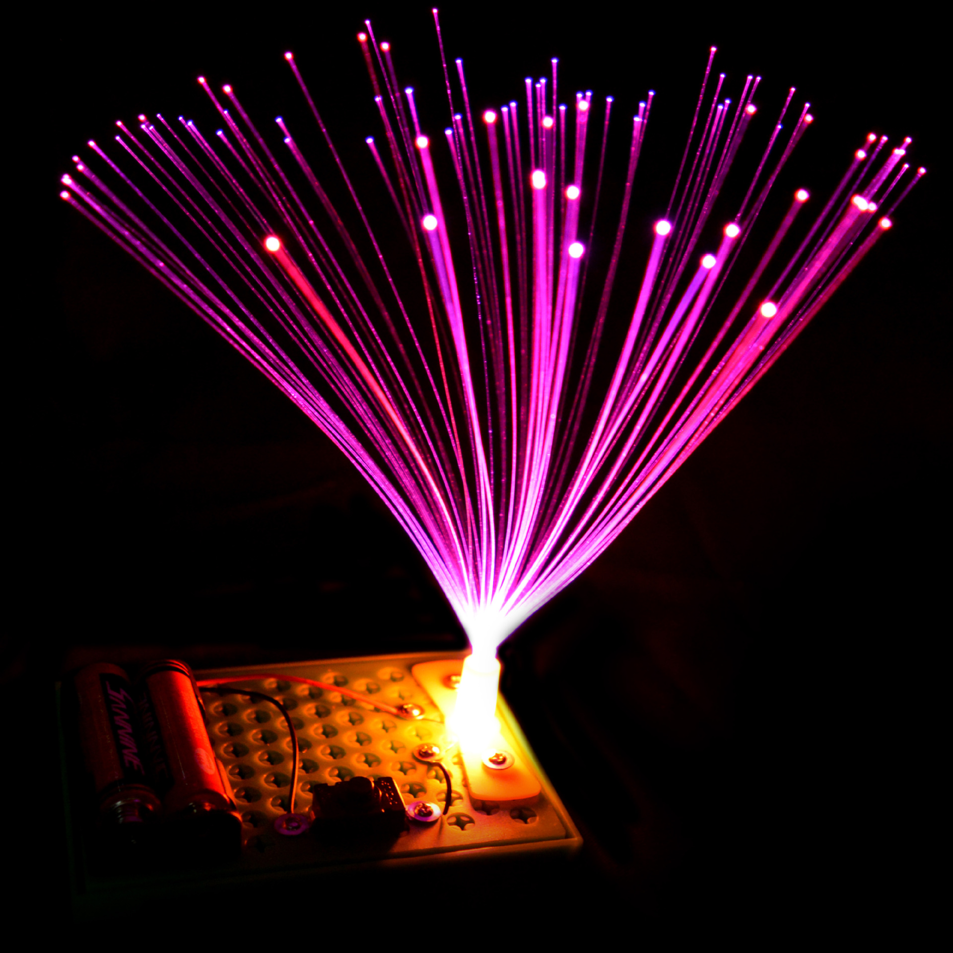 diy光纤灯 七彩led光纤灯,科技小制作,diy科普器材科学实验玩具