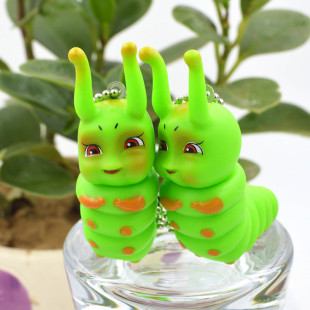 花千骨同款饰品 七彩灵虫糖宝挂件 毛毛虫吊坠 搪胶钥匙圈 包扣