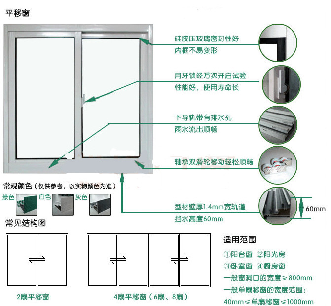广东广州厂家直销 铝合金隔音隔热双层中空玻璃封阳台推拉窗门窗定做