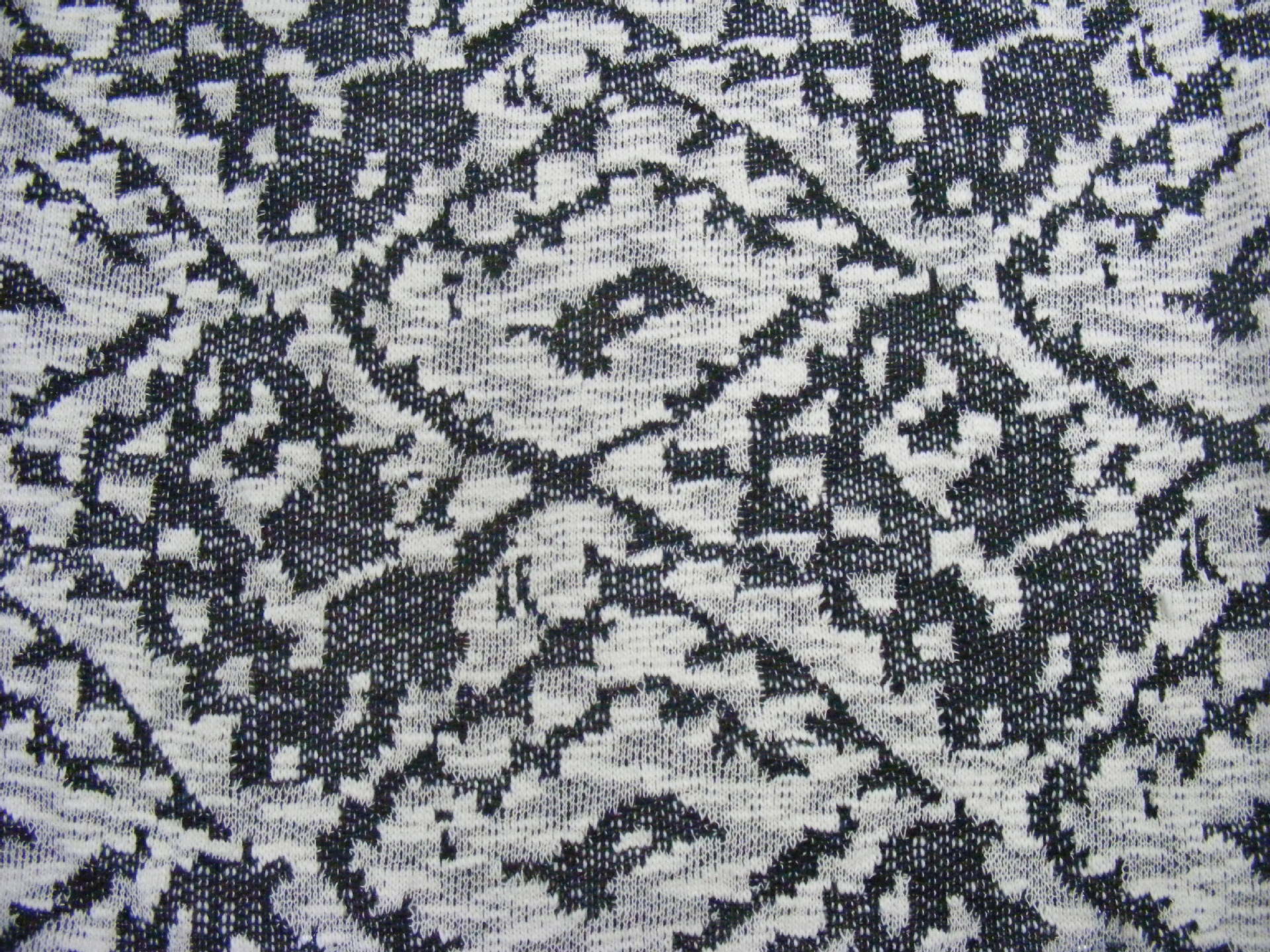 针织电脑单面提花布 cvc黑白粗针提花