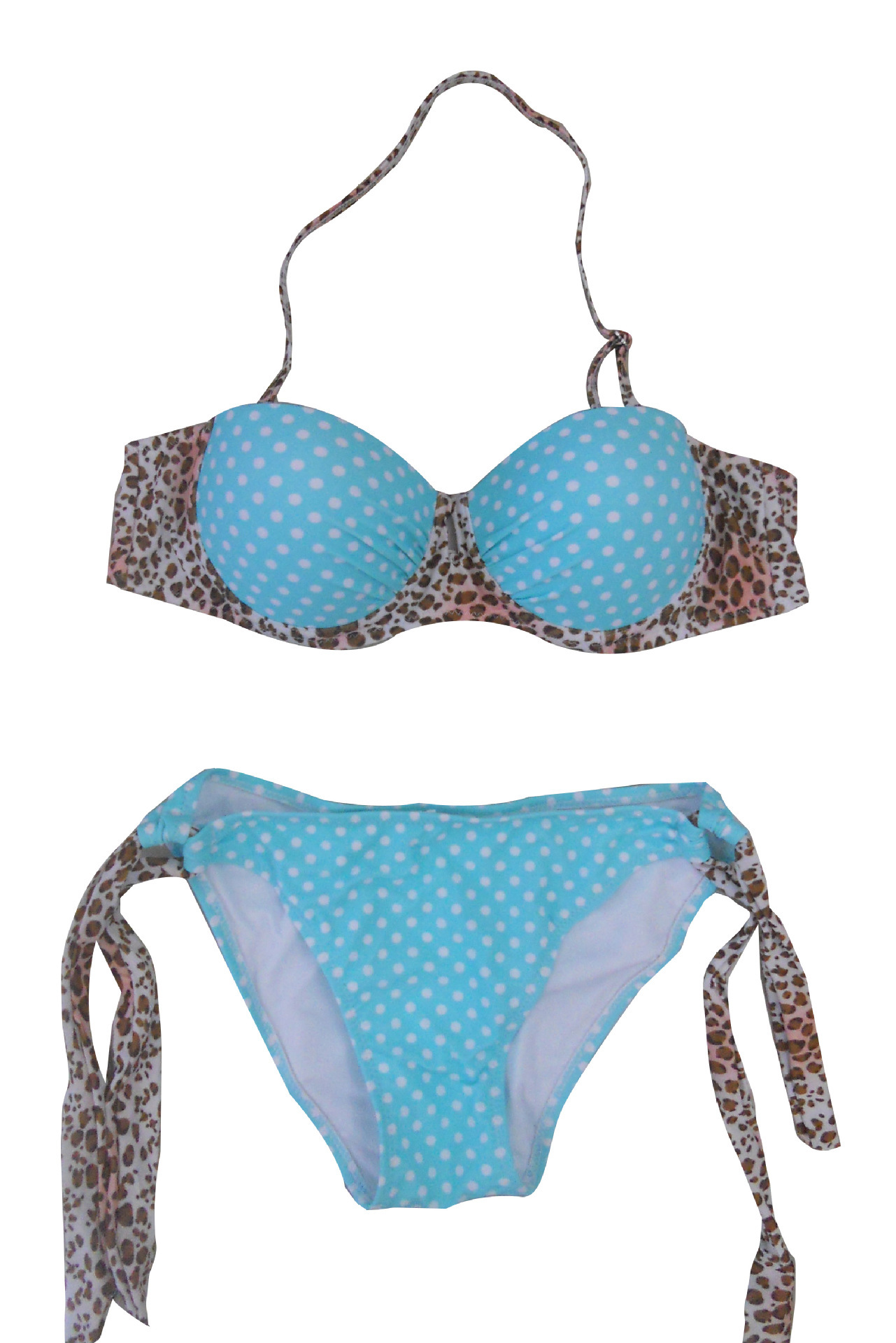 复古波点比基尼游泳衣 女 小胸聚拢豹纹泳装 厂家批发处理