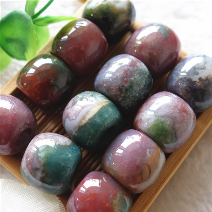 限量极品天然印度玛瑙七彩玛瑙路路通大孔桶珠(紫玉)15x17