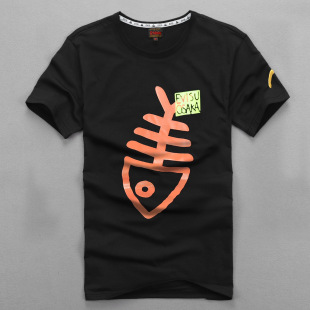 2015新款春夏潮牌男装福神evisu 圆领鱼骨头短袖t恤纯棉印花半袖