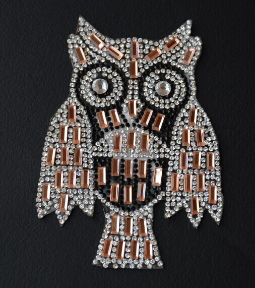 辅料,配件 其他工艺品原料,辅料,配件 水钻玻璃可爱猫头鹰烫钻图案