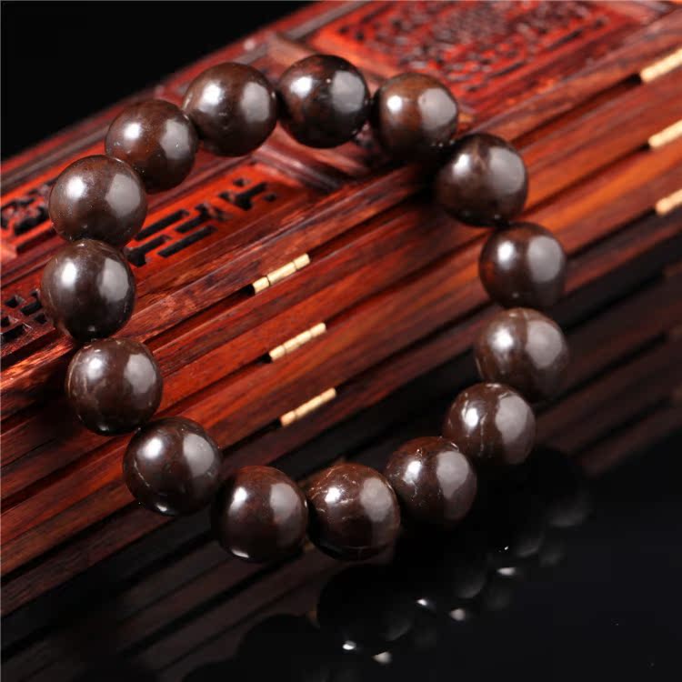 淘宝热销款 天然黑皮菩提根圆珠手串手链 精工黑色菩提根佛珠批发
