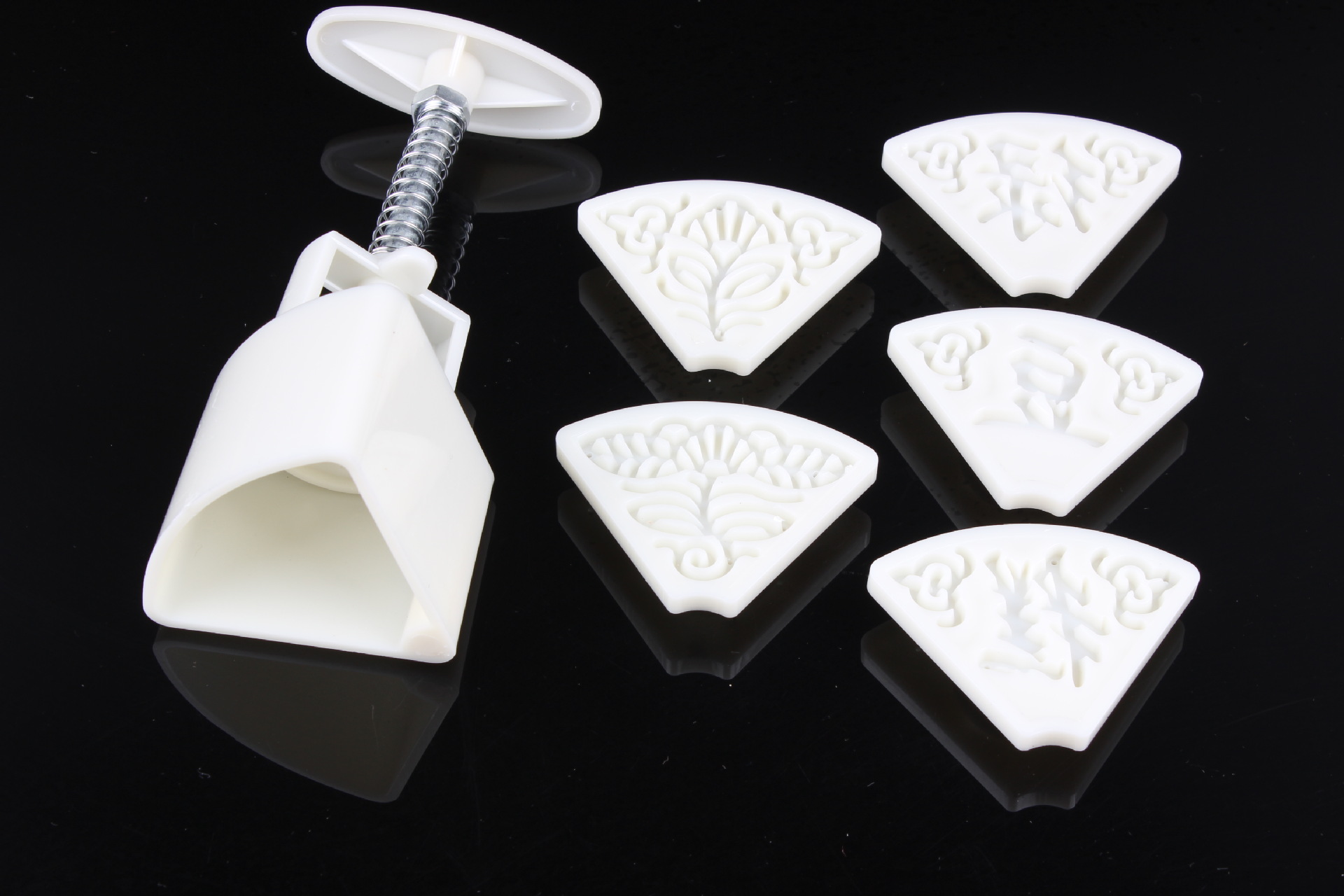 三角形月饼模具套餐手压式冰皮食品糕点模具套装5个花片烘焙工具