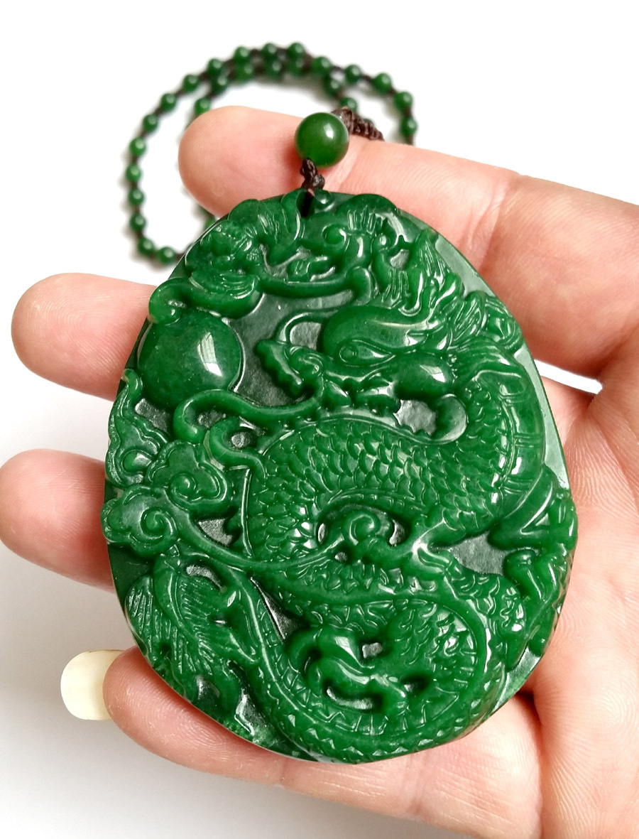 天然缅甸干青铁龙生龙凤呈祥吊坠 双面雕刻 精美绝伦 送礼的佳品