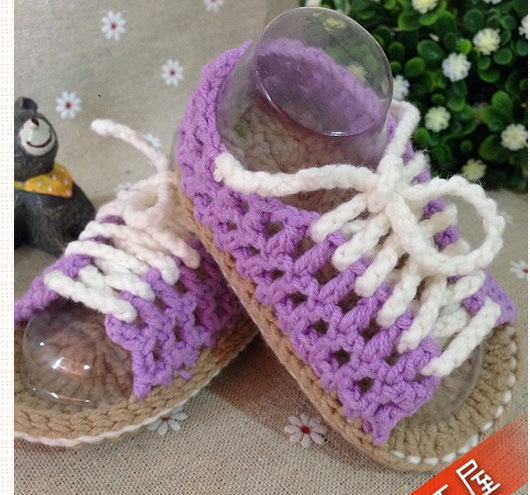 批发手工编织夏季冰丝棉双层底婴儿鞋 软底宝宝凉鞋 学步鞋 单鞋