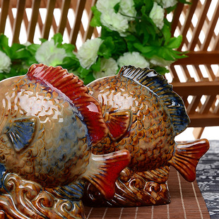 厂价批发 陶瓷工艺品 热销zakk 创意陶瓷鱼挂件 礼品 年年有余