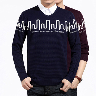 新款秋季长袖t恤 男士长袖针织衫 保暖休闲毛衣 打底衫 品牌男装
