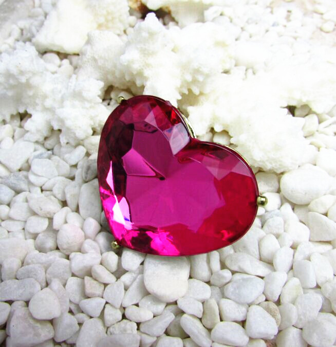 韩国日韩版饰品 欧美夸张复古红宝石 水晶爱心食指戒指女