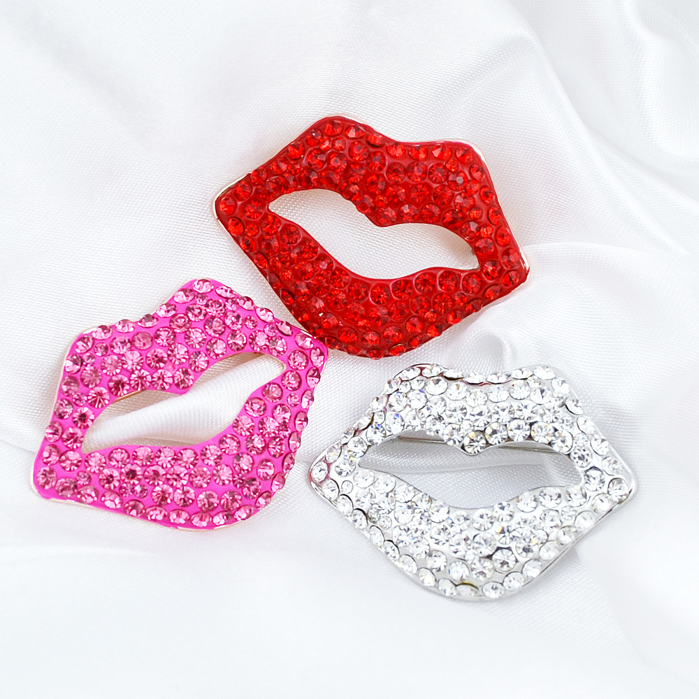 镶钻性感嘴唇胸针喷漆开口大嘴巴别针个性西服衣领大衣毛衣扣配饰