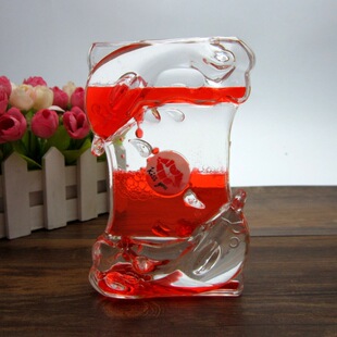 创意油漏亚克力迷你摆件 双海豚转轮滴油 学生毕业纪念礼品