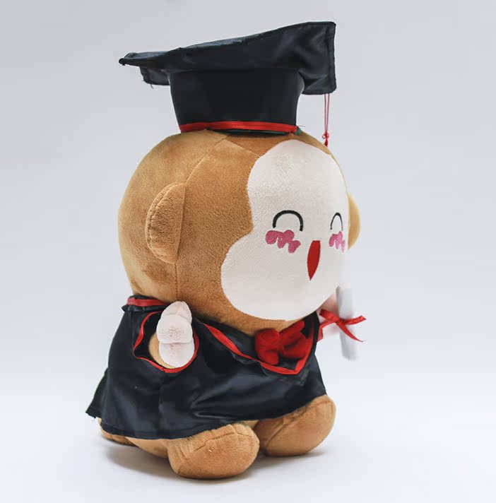 2016年猴年毕业生博士吉祥物公仔 可爱微笑猴公仔 来图来样定制
