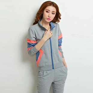 时尚运动套装女2015秋冬新款休闲卫衣套装女式修身运动服批发8101