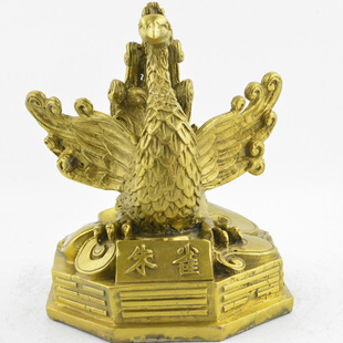 永发铜器厂家供应纯铜有底四方神朱雀铜工艺品家居装饰风水摆件