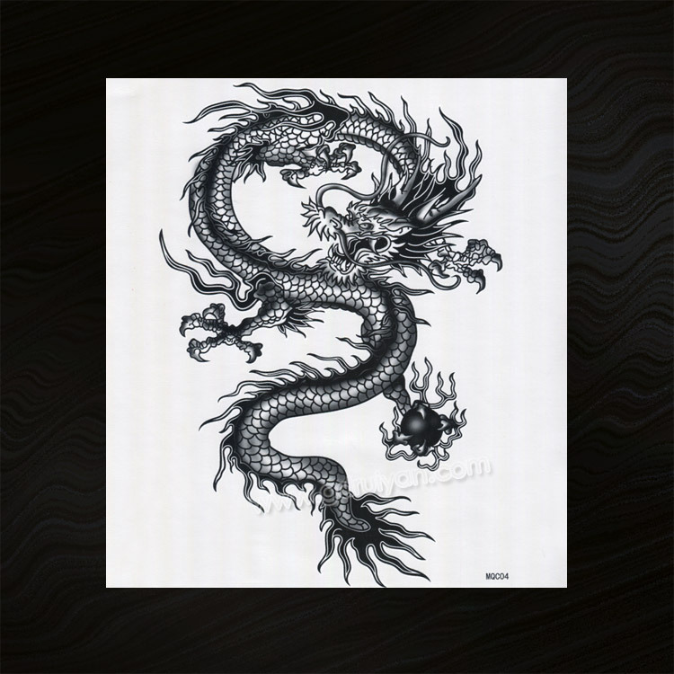 大图纹身贴 龙图案纹身贴 大尺寸纹身贴黑白手臂纹身贴 mqc04