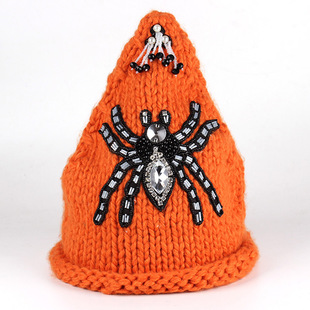 尖角套头针织毛线帽独家手工帽可定做 糖果色蜘蛛朋克风[hul2g]