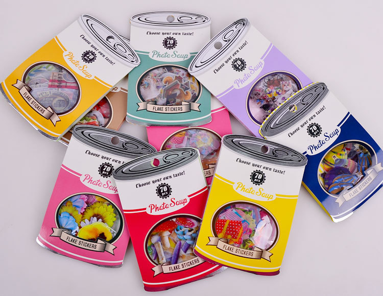 韩国文具可乐瓶贴纸包卡通小清新复古平面贴手帐日记贴纸 70枚