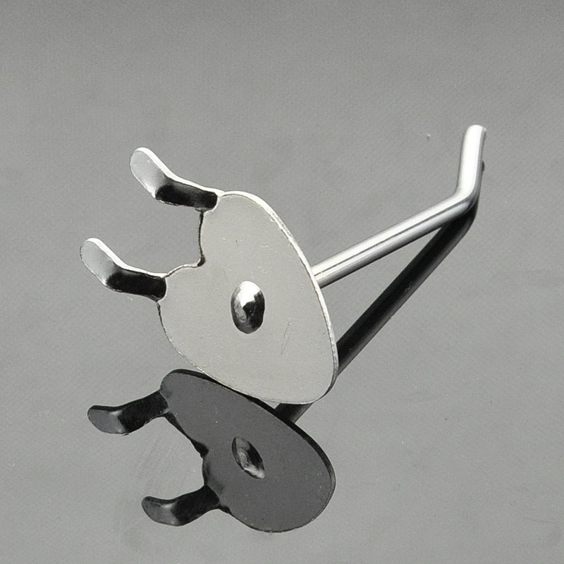 商场超市服装店货架7cm爱心双角苹果钩不锈钢金属槽板钩c13-4