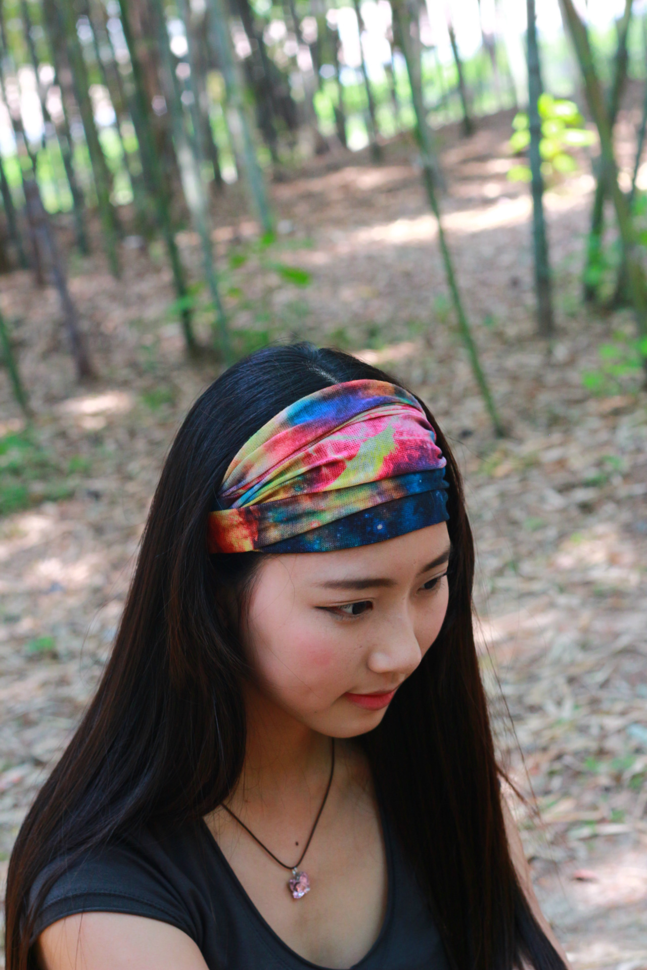 韩国复古风发带 棉麻宽韩版束发带头带发饰 个性印花女士发带