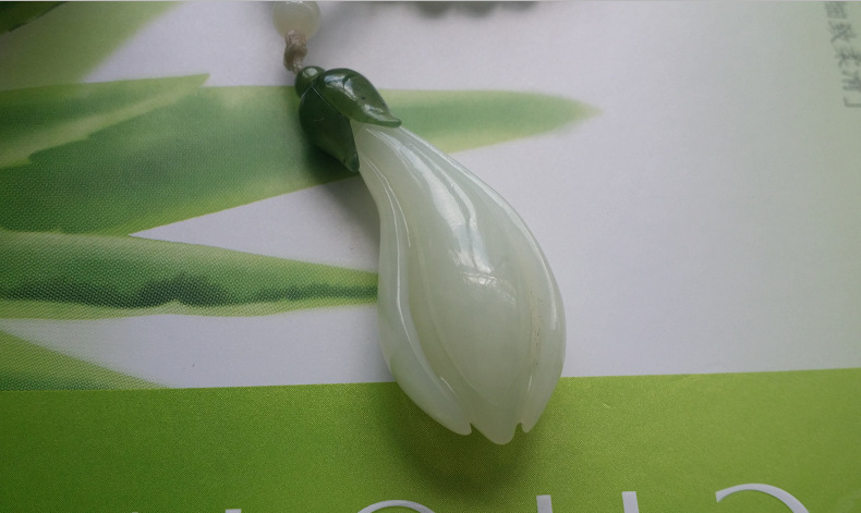 新疆和田玉石吊坠 和田玉石百合花吊坠批发 厂家直销天然和田玉