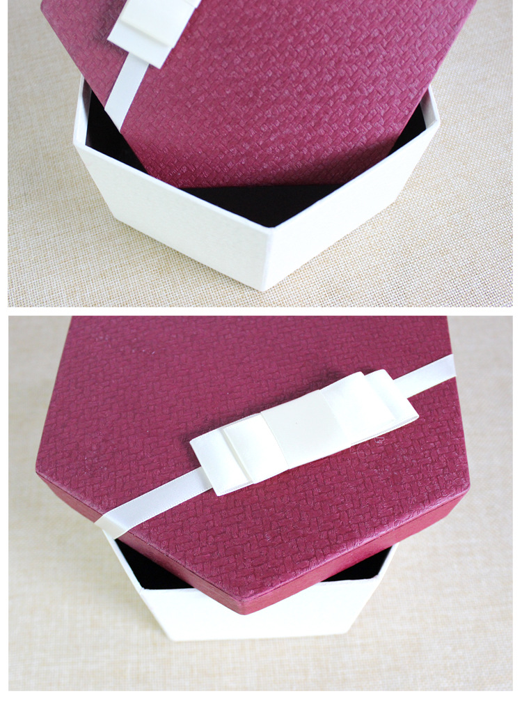 韩国精美三件套菱形六边形礼品盒纸质绸缎礼物包装盒送礼厂家批发