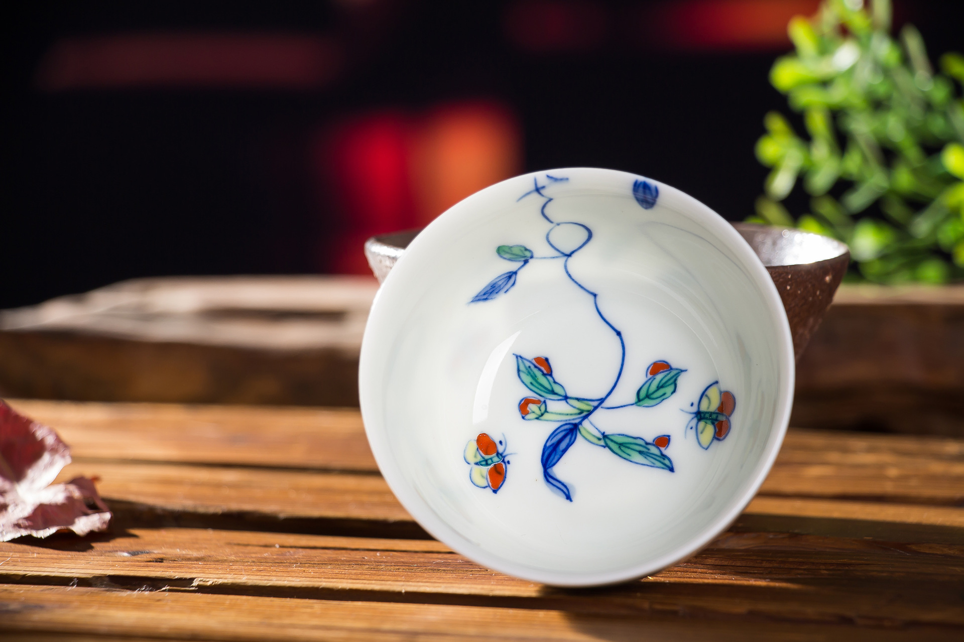 8亿明成化斗彩鸡缸杯仿古品茗茶杯景德镇手绘葡藤茶具