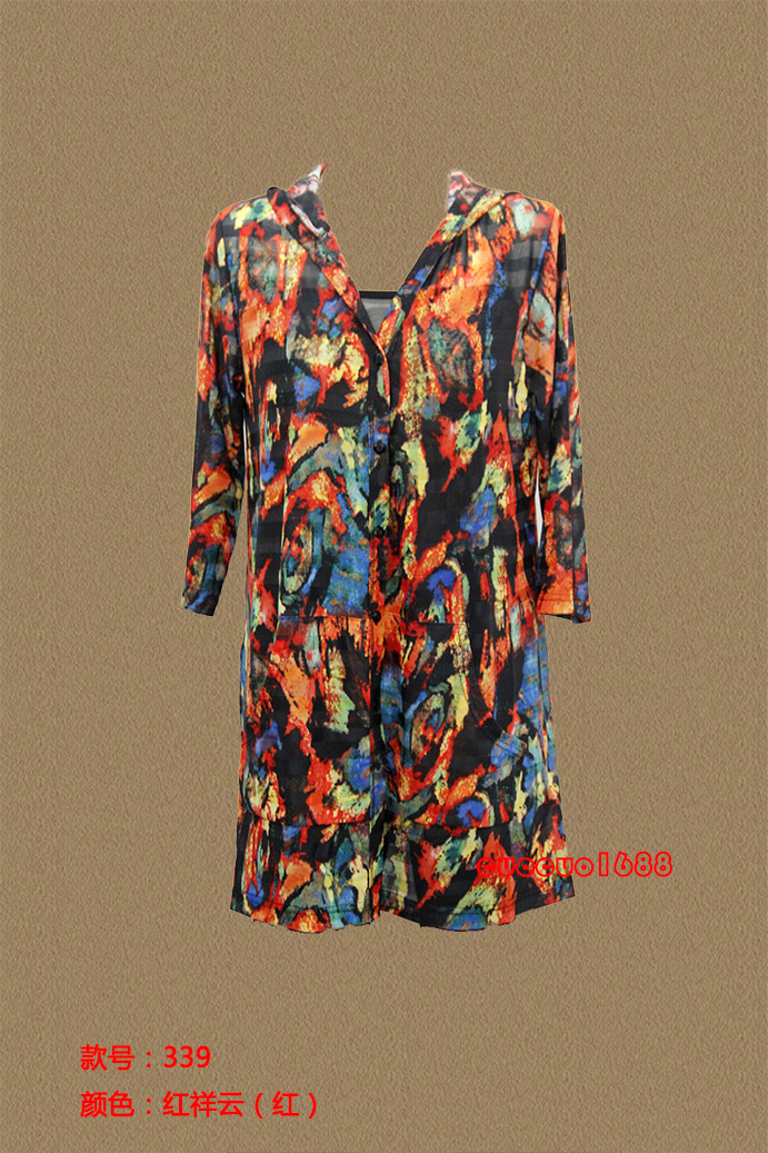 千日红女装2015新款雪纺网纱小外套春夏款中长款小外搭连帽休闲款