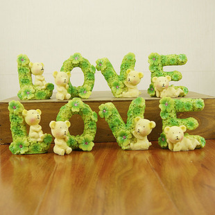 h1017 sf-love四叶草小熊树脂摆件 工艺品摆设创意家居装饰品精品