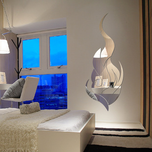 浮雕亚克力客厅沙发电视背景墙镜面水晶立体墙贴火炬玻璃贴装饰画