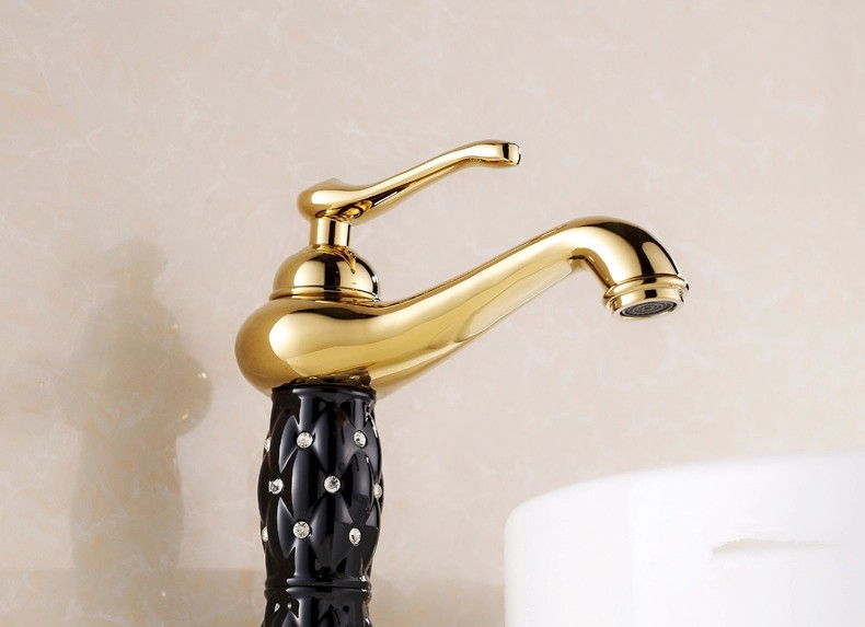 冷热水金色龙头 欧式钛金艺术盆龙头 加高-「水龙头/水嘴」-马可波罗