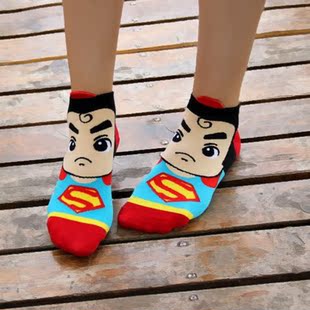 夏季新款 超人系列卡通人物女士船袜 韩国袜子 立体卡通袜批发