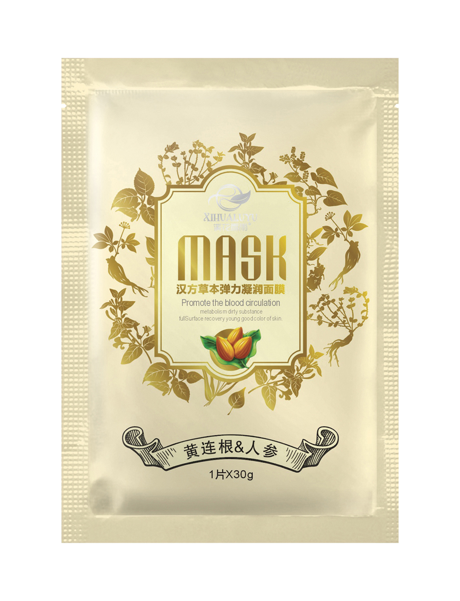 溪花露雨汉方本草弹力凝润面膜 黄连根与人参单片面膜