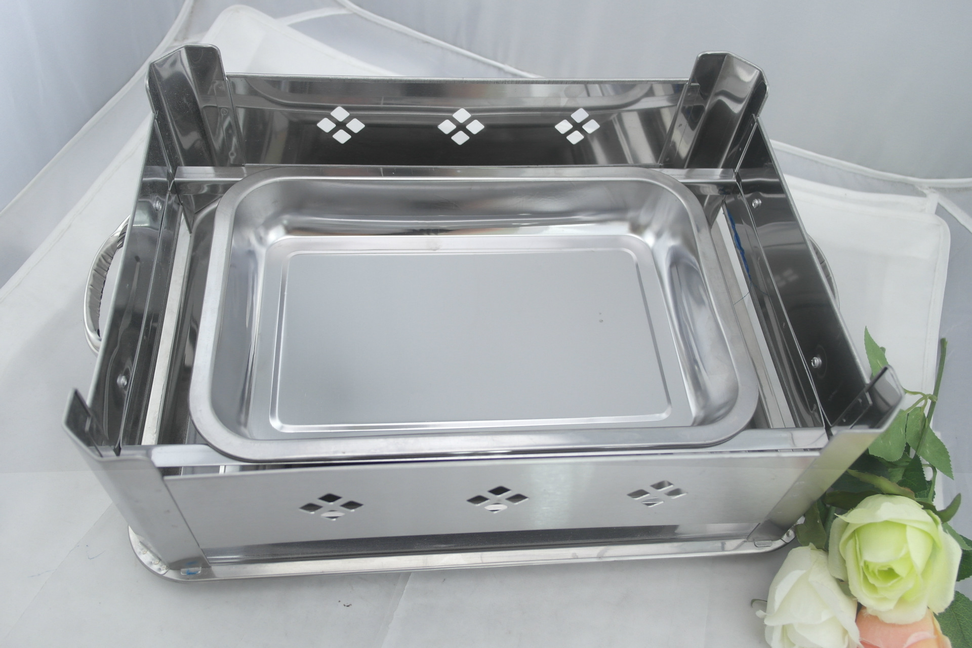 卡迪加不锈钢烤鱼炉商用碳烤木炭酒精烤鱼炉烤鱼盘烤鱼架