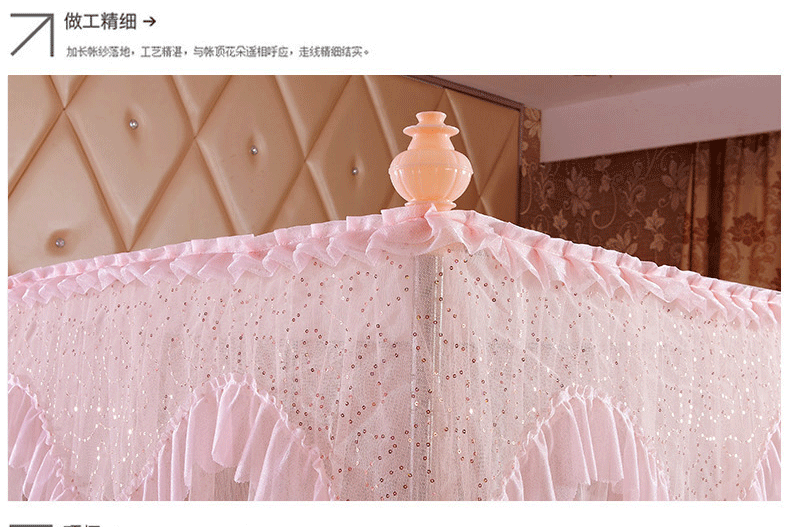 2015新款蚊帐 宫廷蕾丝花边防蚊门 一件代发坐床拉链式三开门蚊帐