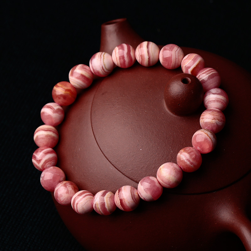 天然4a级阿根廷红纹石手链圆珠红纹石雪山纹手串爱情石女士手串