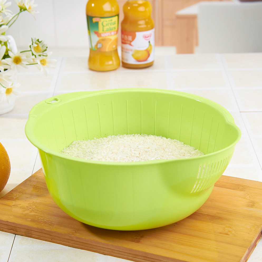 9039厂家直销塑料淘米箩 创意时尚淘米蓝 蔬菜水果多用淘米篮批发