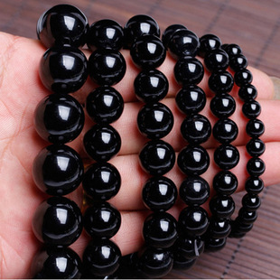 君阳玉器 天然黑玛瑙手链玉石手链天然水晶手串 饰品男女款批发