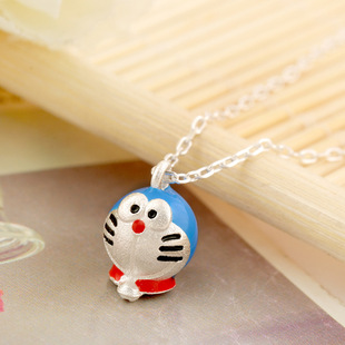 哆啦a梦项链 s925银项链 伴我同行机器猫吊坠 蓝胖子叮当猫项链