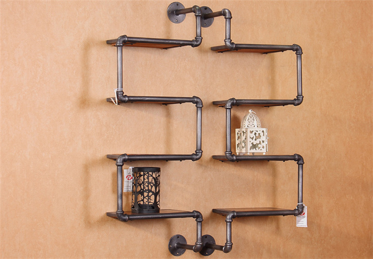美式loft墙上水管置物架墙壁装饰墙面壁挂架复古创意一字隔板搁板