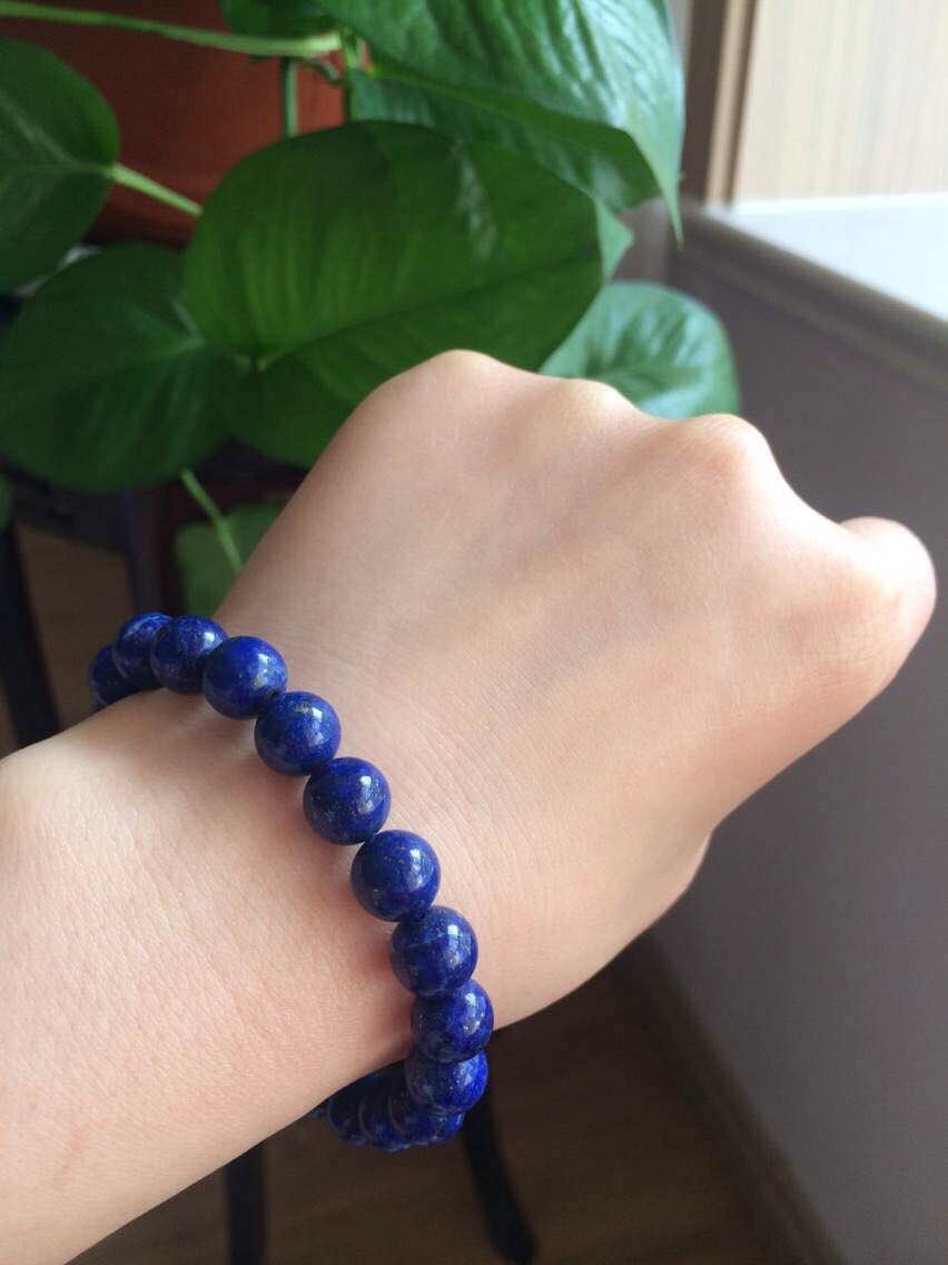 特价 天然10mm青金石 少白少金 女款简约单层手链 招微信代理