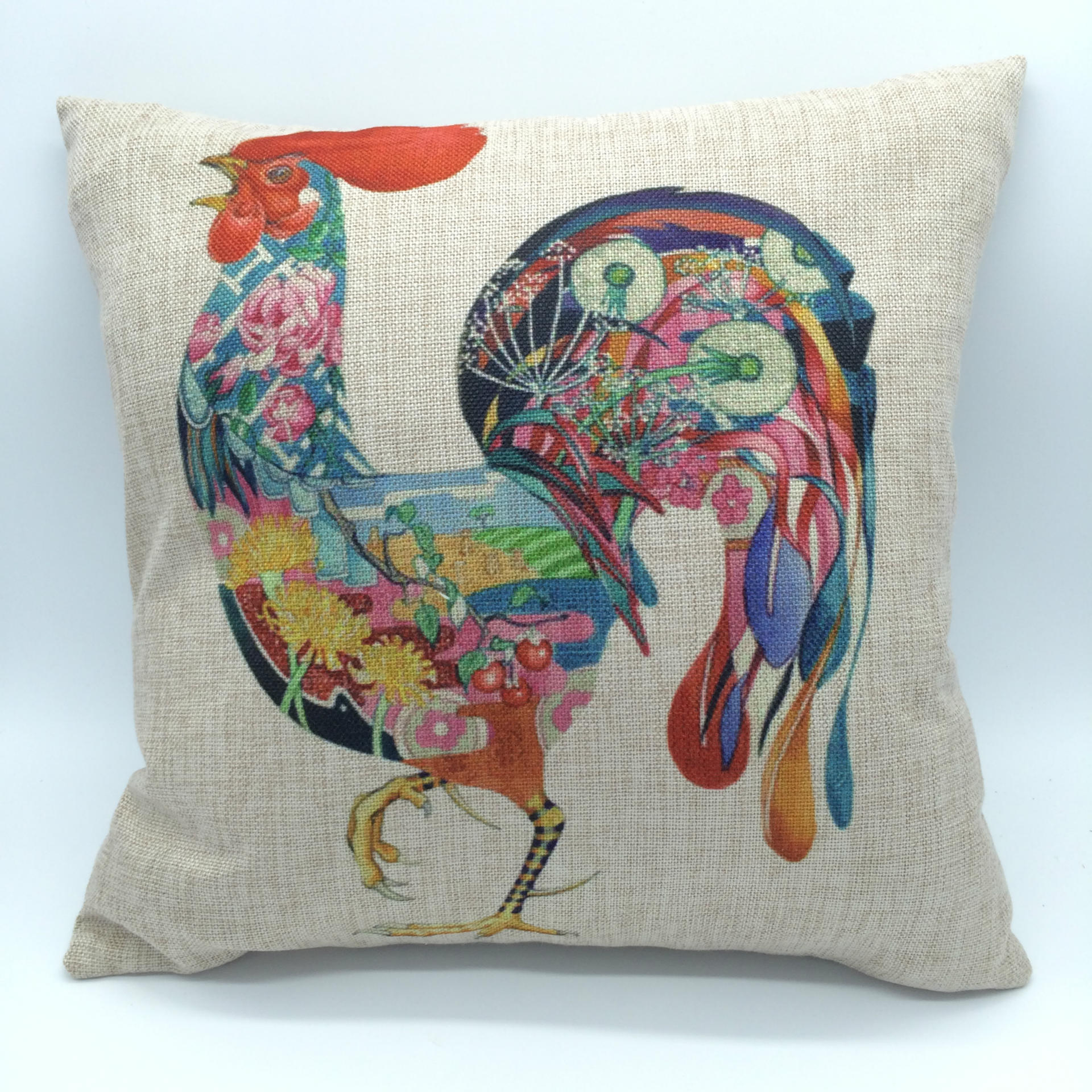 厂家直销2015新款抱枕 现代简约超柔软棉麻抱枕 大公鸡图案抱枕