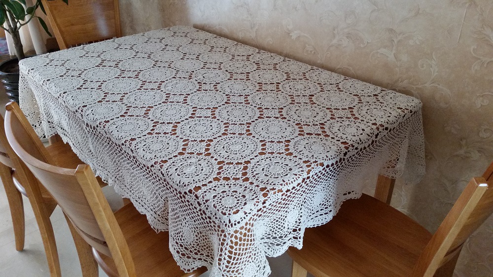 钩针长方形餐桌布,钩圆桌台布花样大全_大山谷图库