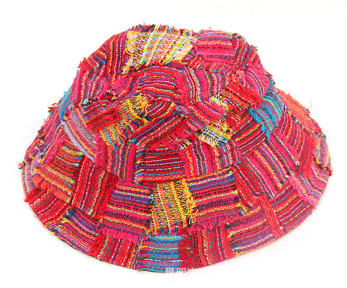 原创设计泰国手织布风情帽子 民族风手工布艺帽子遮阳女帽